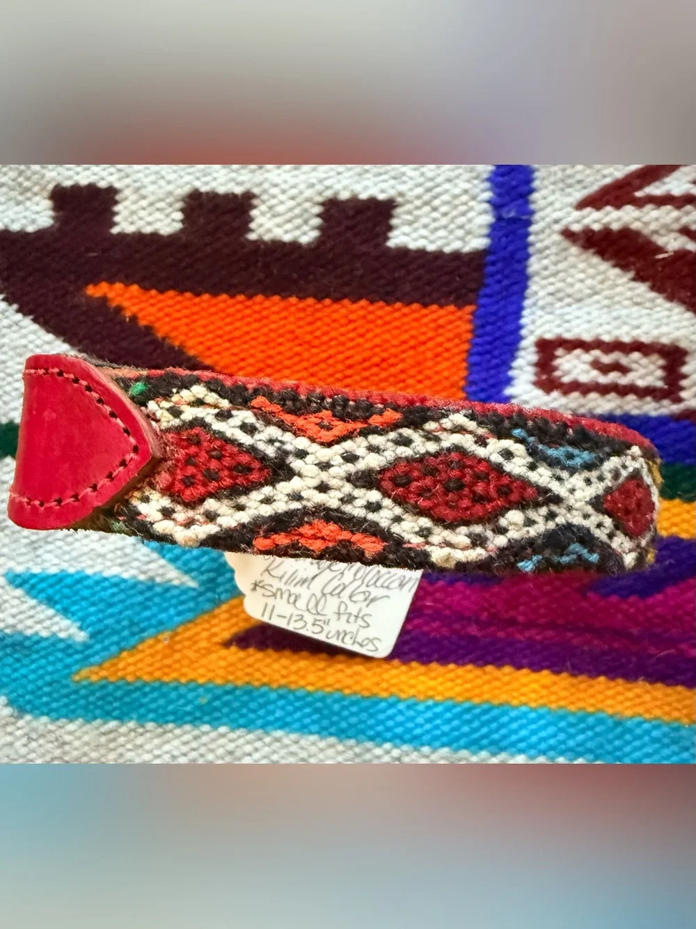 NWT FUCHSIA LEATHER KILIM DOG COLLARS, SMALL, 16”TOTAL LENGTH